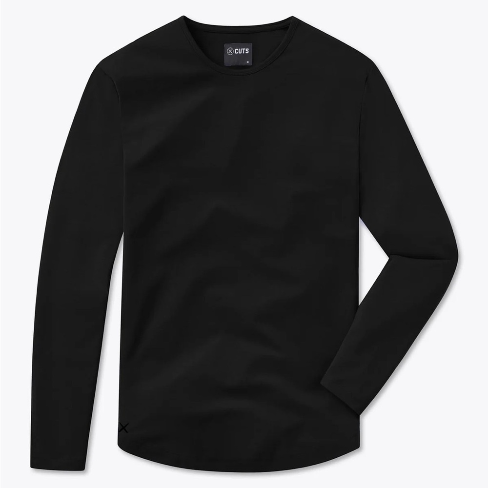 Cuts Clothing Curve Hem Black Long Sleeve Tee